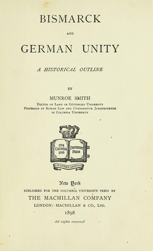 Cover for Bismarck and German unity