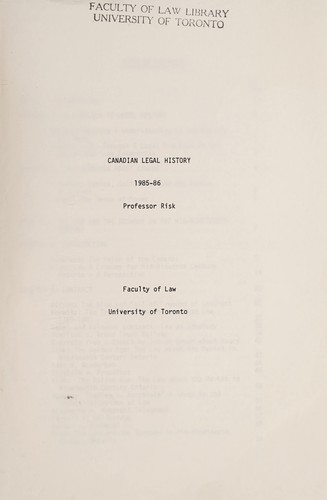Cover for Canadian legal history