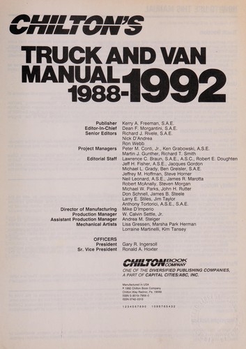 Cover for Chilton's Truck and Van Manual, 1988-1992
