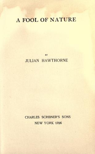 Cover for A fool of nature