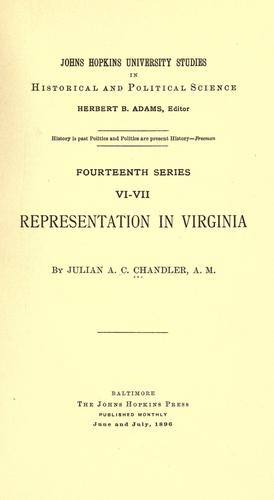 Cover for Representation in Virginia