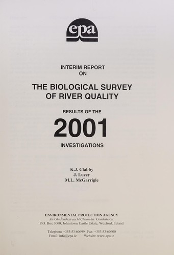 Cover for Interim report on the biological survey of river quality