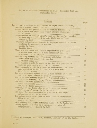 Cover for Report of regional conference on Negro extension work and discussion groups