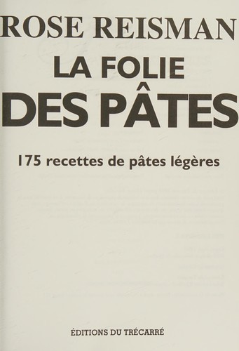 Cover for La folie des pâtes