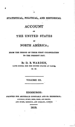 Cover for A Statistical, Political, and Historical Account of the United States of ...