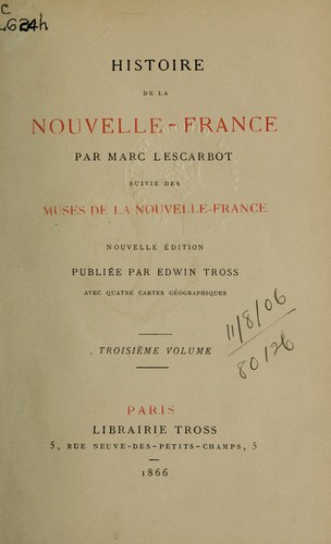 Cover for Histoire de la Nouvelle-France
