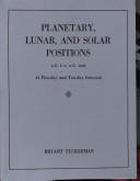 Cover for Planetary, Lunar & Solar Positions A.D. 2 to A.D. 1649 at Five Day & Ten Day Intervals