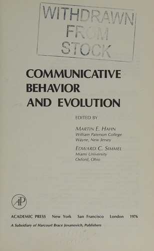 Cover for Communicative behavior and evolution