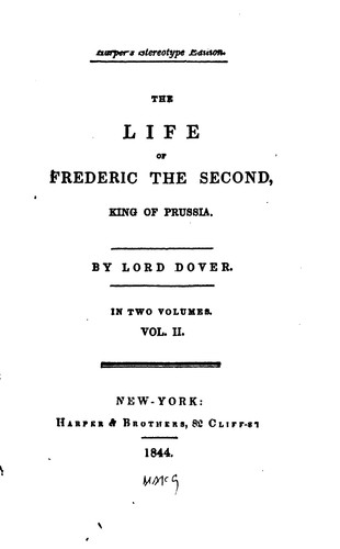 Cover for The Life of Frederic the Second, King of Prussia