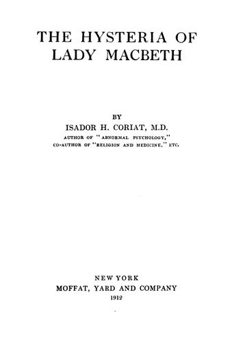 Cover for The hysteria of Lady Macbeth