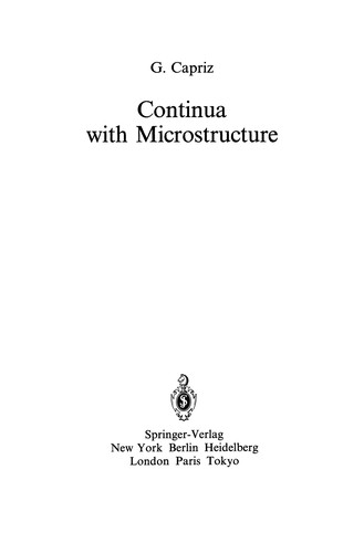 Cover for Continua with Microstructure