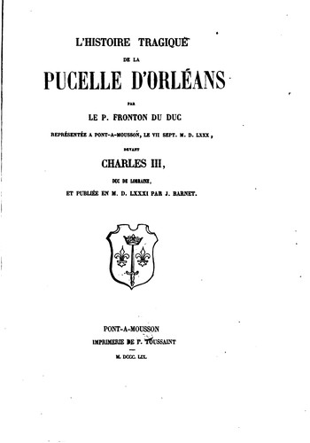 Cover for L'histoire tragique de la Pucelle d'Orléans