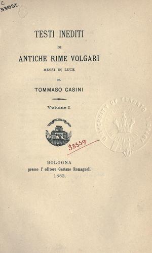Cover for Testi inediti di antiche rime volgari