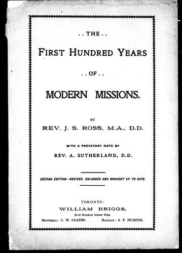 Cover for The first hundred years of modern missions