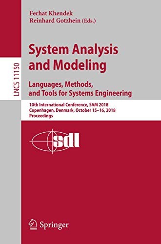 Cover for System Analysis and Modeling. Languages, Methods, and Tools for Systems Engineering