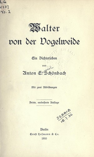 Cover for Walther von der Vogelweide
