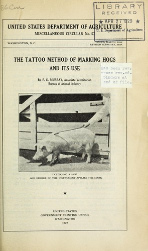 Cover for The tattoo method of marking hogs and its use