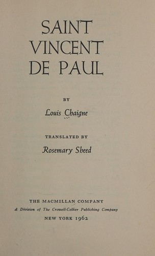 Cover for Saint Vincent de Paul.