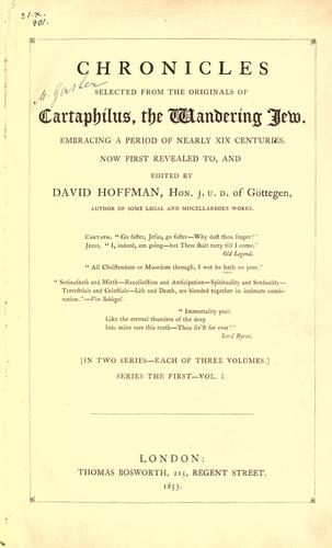 Cover for Chronicles selected from the originals of Cartaphilus, the Wandering Jew.