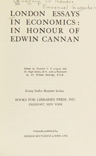 Cover for London Essays in Economics