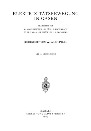 Cover for Elektrizitätsbewegung in Gasen