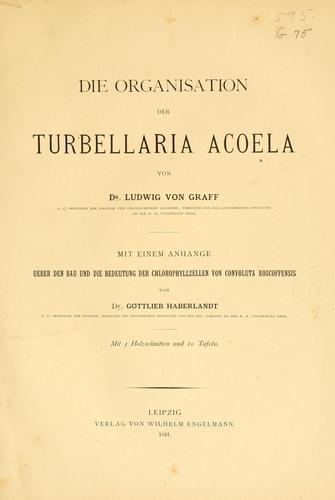 Cover for Die Organisation der Turbellaria Acoela.