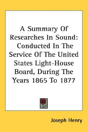 Cover for A Summary Of Researches In Sound
