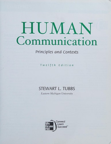 Cover for Human communication: principles and contexts