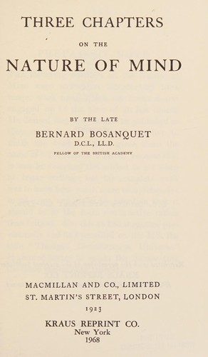Cover for Three Chapters on the Nature of Mind