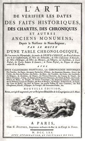 Cover for L'Art de vérifier les dates des faits historiques, des chartes, des chroniques, et autres anciens monumens, depuis la naissance de Notre-Seigneur