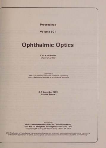 Cover for Ophthalmic optics