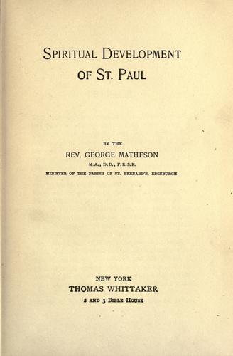 Cover for Spiritual development of St. Paul