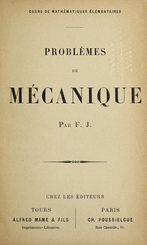 Cover for Proble  mes de me canique