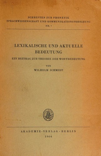 Cover for Lexikalische und aktuelle Bedeutung
