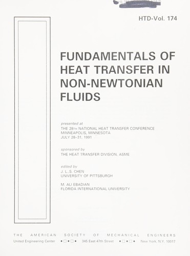 Cover for Fundamentals of heat transfer in non-Newtonian fluids