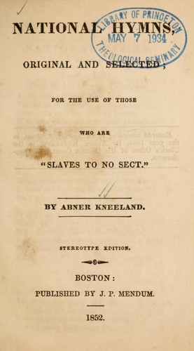 Cover for National hymns, original and selected