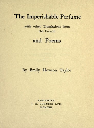 Cover for The imperishable perfume