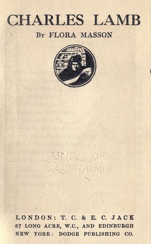 Cover for Charles Lamb