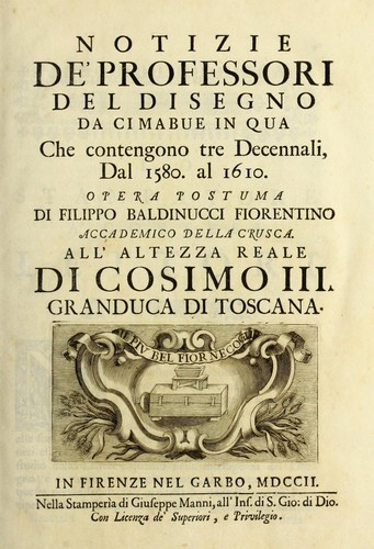 Cover for Notizie de' professori del disegno da Cimabve