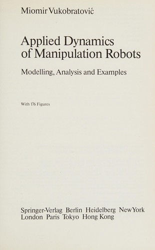 Cover for Applied dynamics of manipulation robots