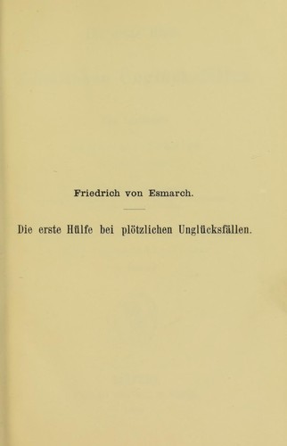 Cover for Die erste H©ơlfe bei pl©œtzlichen Ungl©ơcksf©Þllen