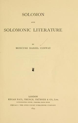 Cover for Solomon and Solomonic literature