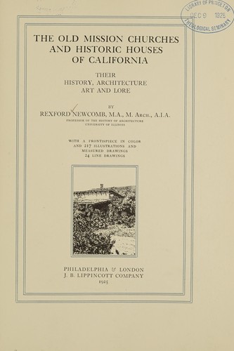 Cover for The old mission churches and historic houses of California