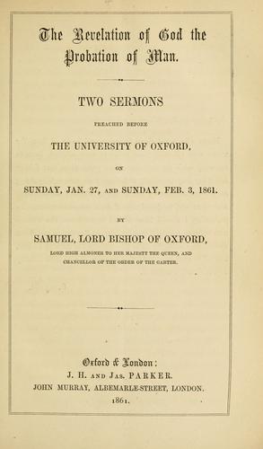 Cover for The revelation of God the probation of man