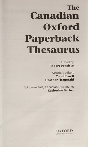 Cover for The Canadian Oxford paperback thesaurus