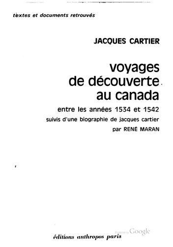 Cover for Voyages de découverte au Canada entre les années 1534 et 1542