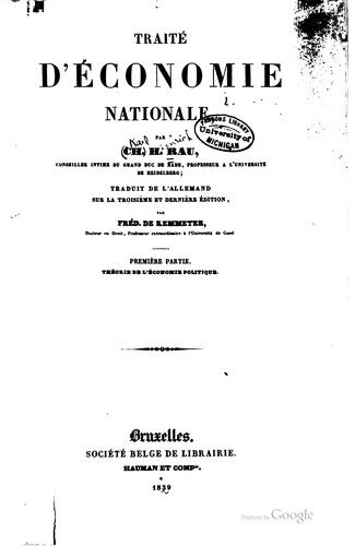 Cover for Traité d'économie nationale