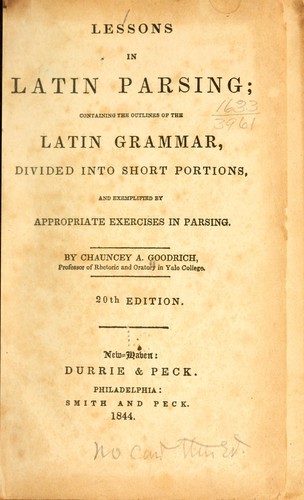 Cover for Lessons in Latin parsing