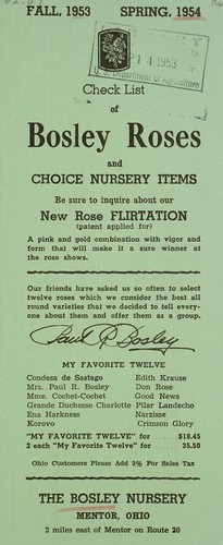 Cover for Check list of Bosley roses and choice nusery items