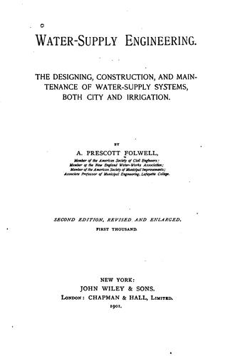 Cover for Water-supply Engineering: The Designing, Construction, and Maintenance of ...
